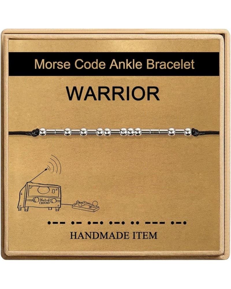 Morse Code Anklet for Women,Handmade Rope Stainless Steel Beads Ankle Bracelets for women Friend Mom Sister Daughter Girls WA...