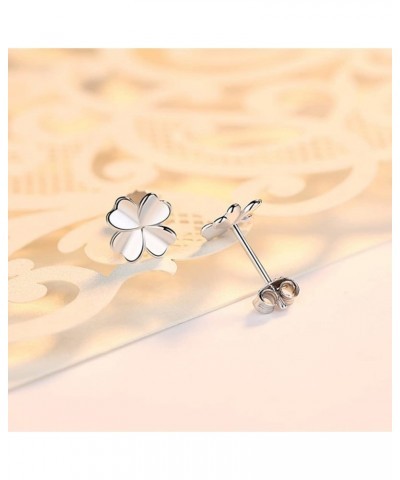 Minimalist Four Leaf Clover Tiny Small Stud Earrings for Women Teen Girls Cartilage Tragus Sensitive Ear S925 Sterling Silver...