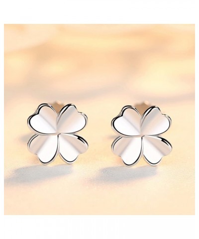 Minimalist Four Leaf Clover Tiny Small Stud Earrings for Women Teen Girls Cartilage Tragus Sensitive Ear S925 Sterling Silver...