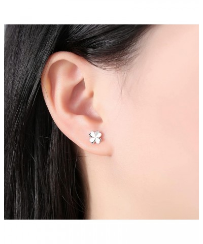 Minimalist Four Leaf Clover Tiny Small Stud Earrings for Women Teen Girls Cartilage Tragus Sensitive Ear S925 Sterling Silver...