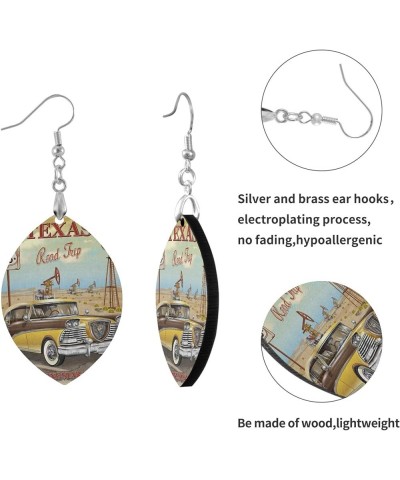 Stylish Custom Wooden Dangle Lightweight Drop/Leaf Earrings Copper Plated Silver Earring Multi 6 $7.55 Earrings