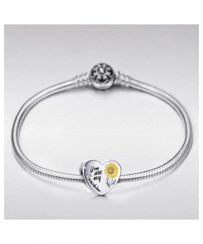 Sunflower Charm Fit Pandora Charms Bracelet and Necklace You Are My Sunshine Charm Gifts for Women Sparkling AAA Zircon Paved...