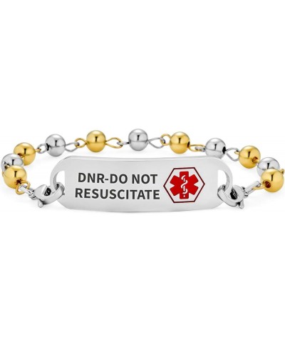 Customizable Engravable Identification Medical ID Ball Bead Link Chain Bracelet For Women Stainless Steel 7.5 Inch Do Not Res...