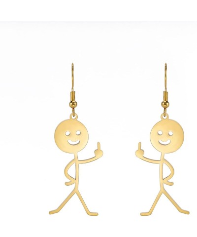 Funny Doodle Middle Finger Dangle Drop Earrings for Women Girl Cute Face Statement Earrings Creative Cool Jewelry Gift B Gold...