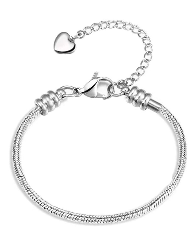 Women Girls European Charm Bracelet Stainless Steel 3mm Snake Chain Bracelet Fits Charms Bead 6"-10 6 Inches $7.43 Bracelets