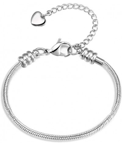 Women Girls European Charm Bracelet Stainless Steel 3mm Snake Chain Bracelet Fits Charms Bead 6"-10 6 Inches $7.43 Bracelets