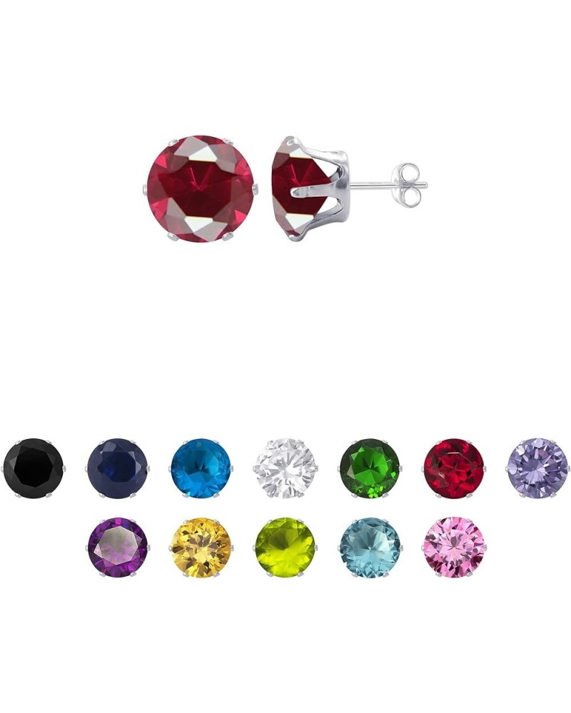 10mm Round Cubic Zirconia Prong Set 925 Sterling Silver Stud Earrings for Women 12mm Ruby $9.51 Earrings