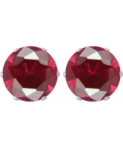 10mm Round Cubic Zirconia Prong Set 925 Sterling Silver Stud Earrings for Women 12mm Ruby $9.51 Earrings