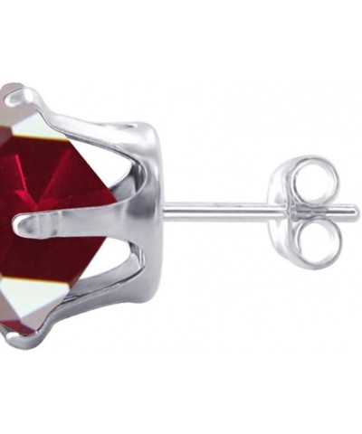 10mm Round Cubic Zirconia Prong Set 925 Sterling Silver Stud Earrings for Women 12mm Ruby $9.51 Earrings