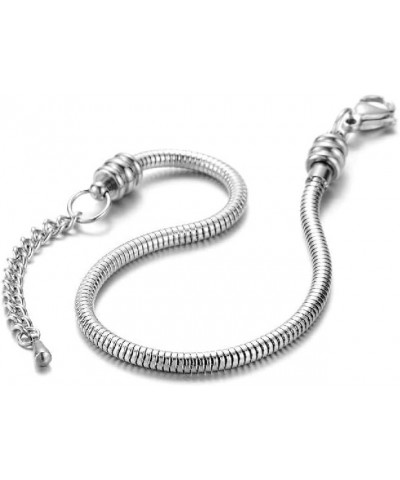 Women Girls European Charm Bracelet Stainless Steel 3mm Snake Chain Bracelet Fits Charms Bead 6"-10 6 Inches $7.43 Bracelets