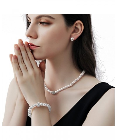 Faux Pearl Necklace and Earring Set - Bridal Wedding Jewelry for Women, 3 Piece $8.09 Jewelry Sets