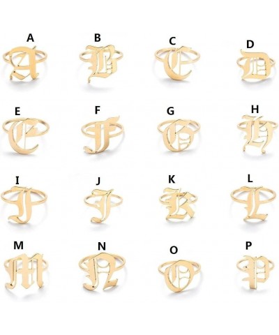 2 Pcs Letter Rings for Women Personalized Old English Name Rings Initial Rings 18K Gold Plated Adjustable Ring gold silver Z(...