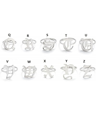 2 Pcs Letter Rings for Women Personalized Old English Name Rings Initial Rings 18K Gold Plated Adjustable Ring gold silver Z(...