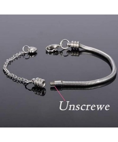 Women Girls European Charm Bracelet Stainless Steel 3mm Snake Chain Bracelet Fits Charms Bead 6"-10 6 Inches $7.43 Bracelets