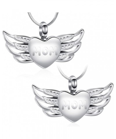 2 Pcs Heart Cremation Urn Necklace for Ashes for Women Men Mom, Stainless Steel Birthstone Crystal Cremation Jewelry Heart Me...