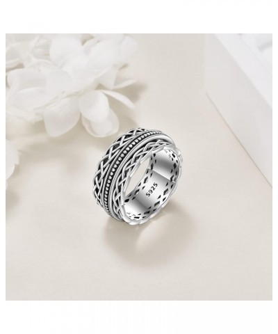 Fidget Ring Sterling Silver Spinner Ring for Women Celtic Knot/Sunflower/Daisy/Heart/Tree of Life Spinning Ring Fidget Jewelr...