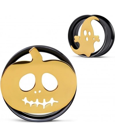 Double Flared Eyelet Ear Tunnels, Skull Man and Lady Matched Gauges for Ears, Screw Back Plugs Stretchers. S8619H 9/16"(14mm)...