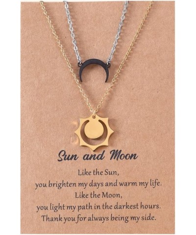 Sun Moon Couple Necklace Stainless Steel Charm Sun And Moon Best Friend Pendant Necklace for Women Men Valentine'S Day Jewelr...