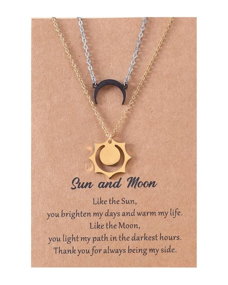 Sun Moon Couple Necklace Stainless Steel Charm Sun And Moon Best Friend Pendant Necklace for Women Men Valentine'S Day Jewelr...