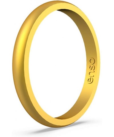 Halo Elements Silicone Ring – Stackable Wedding Engagement Band – Thin Minimalist Band – 2.54mm Wide, 1.5mm Thick Gold-Colore...