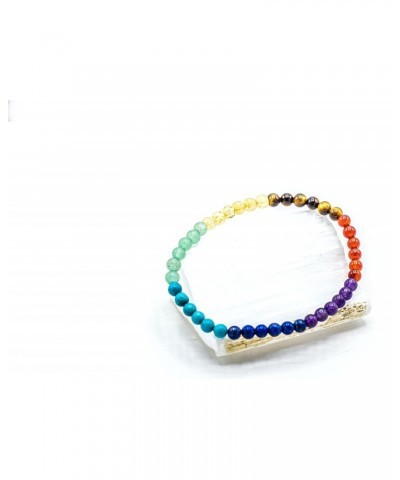 4mm Round Smooth Chakra Stretch Bracelet made with Genuine Stones (Amethyst, Lapis Lazuli Turqioise, Citrine, Tiger's Eye and...