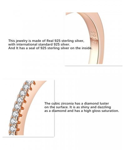 925 Sterling Silver 1.5MM Thin Rose Gold CZ Simulated Diamond Cubic Zirconia Ring Eternity Band Midi Knuckle Finger Engagemen...