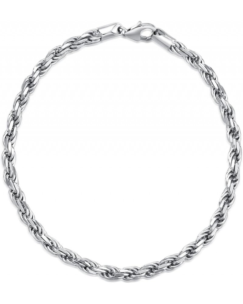 Solid 925 Sterling Silver 2MM/4MM Rope Chain Bracelet for Men Women,with Lobster Claw Clasp,Made in Italy 6.5/7/7.5/8 Inch 7....