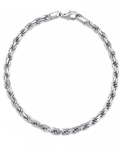 Solid 925 Sterling Silver 2MM/4MM Rope Chain Bracelet for Men Women,with Lobster Claw Clasp,Made in Italy 6.5/7/7.5/8 Inch 7....