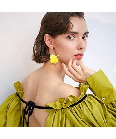 Big Acrylic Sold Out Flower Petal Drop Earrings(yellow) $4.58 Earrings