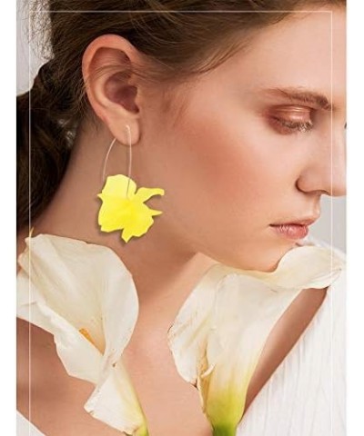 Big Acrylic Sold Out Flower Petal Drop Earrings(yellow) $4.58 Earrings