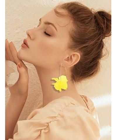 Big Acrylic Sold Out Flower Petal Drop Earrings(yellow) $4.58 Earrings