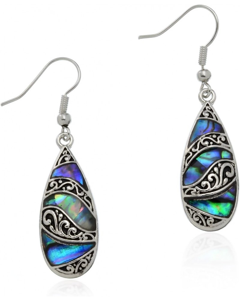 Detailed Abalone Shell Earrings For Women Teardrop Dangle Earrings $11.65 Earrings