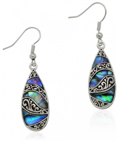 Detailed Abalone Shell Earrings For Women Teardrop Dangle Earrings $11.65 Earrings