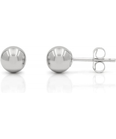 14K White Gold Round Ball Studs 3mm - 10mm, Polished Smooth Earrings for Women, Butterfly Backing, 5mm $26.54 Earrings