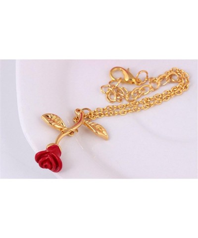 Rose Flower Bracelet for Women Red Rose Chain Bracelet Charm Romantic Flower Bracelet Link Fashion Valentine's Day Lover Coup...