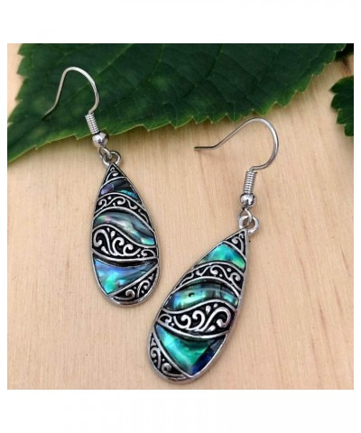 Detailed Abalone Shell Earrings For Women Teardrop Dangle Earrings $11.65 Earrings