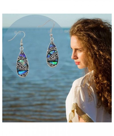 Detailed Abalone Shell Earrings For Women Teardrop Dangle Earrings $11.65 Earrings