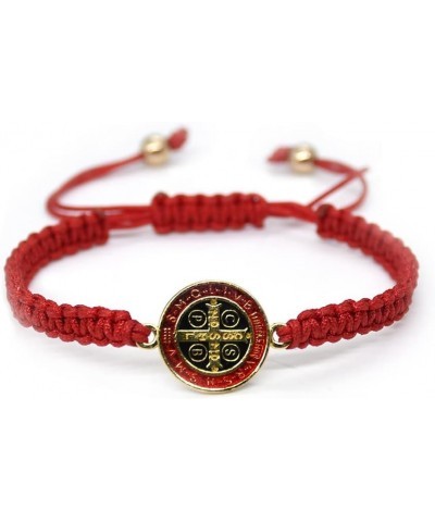 Catholic Saint Benedict Cross String Bracelet Handmade Adjustable Religious Faith Bracelet for Women Men Black Red $5.82 Brac...