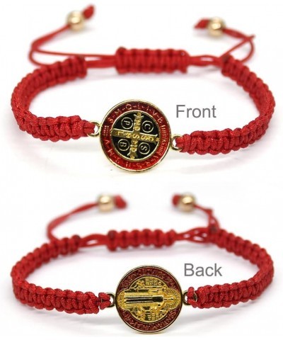 Catholic Saint Benedict Cross String Bracelet Handmade Adjustable Religious Faith Bracelet for Women Men Black Red $5.82 Brac...