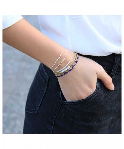 Crystal Nail Miyukyi Beads Wax Rope Bracelets Friendship Bracelets for Women New Summer Charm Bracelets Blue Gold T $9.12 Bra...