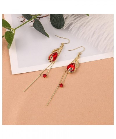 Korean Style S925 Silver Phoenix Ear Hook Tassel Earrings Peacock Retro Antique Ornaments Temperament Long Earrings for Women...