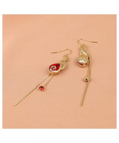 Korean Style S925 Silver Phoenix Ear Hook Tassel Earrings Peacock Retro Antique Ornaments Temperament Long Earrings for Women...