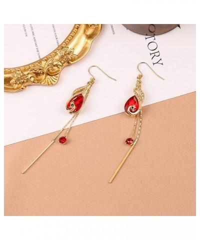 Korean Style S925 Silver Phoenix Ear Hook Tassel Earrings Peacock Retro Antique Ornaments Temperament Long Earrings for Women...