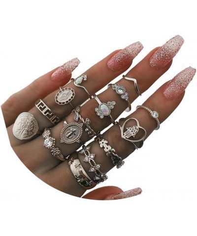 15Pcs Vintage Stacking Knuckle Rings Set for Women Cross Hand Human head Heart Flower Stacking Rings Jewelry for Girls Finger...