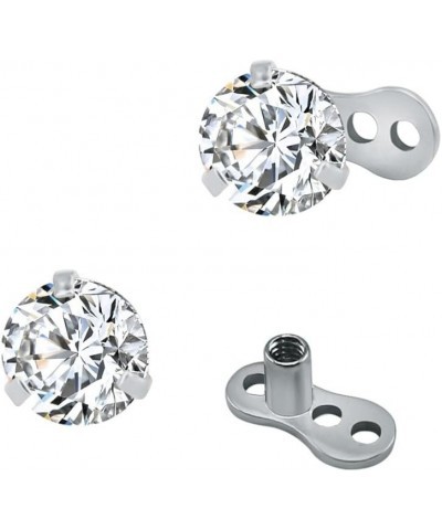 Cubic Zirconia Dermal Anchor 14G Tops 3mm 4mm 5mm Surgical Steel Internally Threaded Dermal Anchor Base Microdermals Piercing...