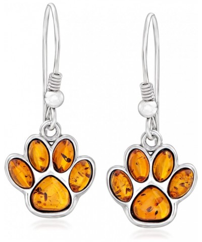 Amber Paw Print Drop Earrings in Sterling Silver $40.42 Earrings