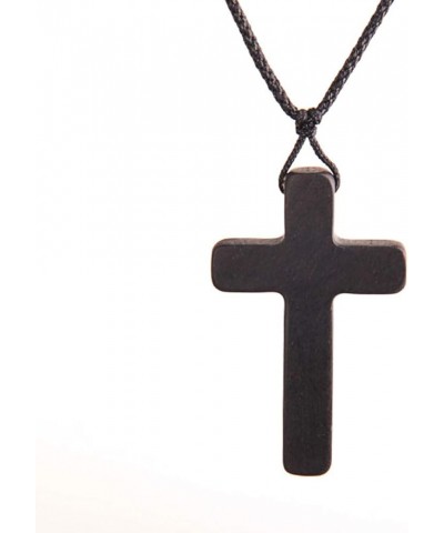 Wood Cross Necklace With Cord String Chain Natural Wooden Pendant Necklace for Men Women Children Catholic Rosary Religious P...