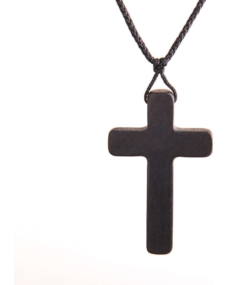 Wood Cross Necklace With Cord String Chain Natural Wooden Pendant Necklace for Men Women Children Catholic Rosary Religious P...