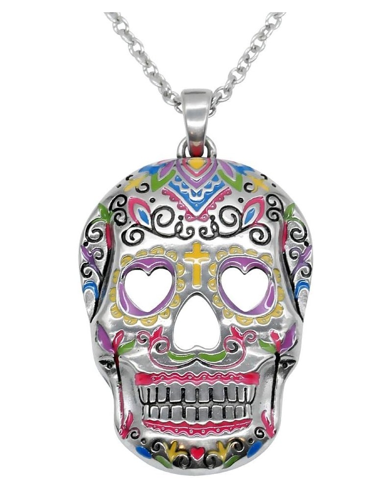 Sugar Skull Necklace Heart Eyes, Skull Pendant $14.17 Necklaces