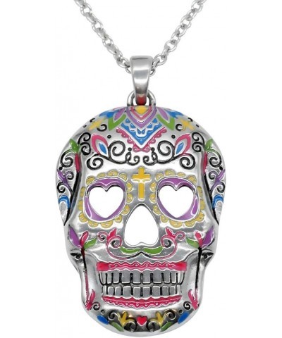 Sugar Skull Necklace Heart Eyes, Skull Pendant $14.17 Necklaces